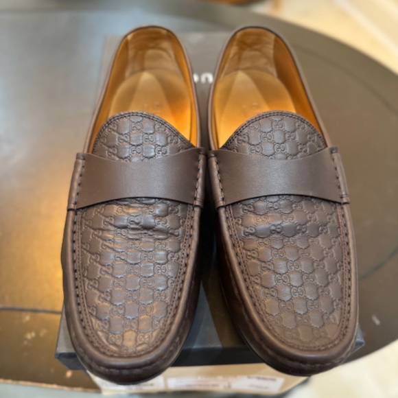 Authentic Gucci Microguccissima Leather Driver Loafer shoes  Size 8 main image 5